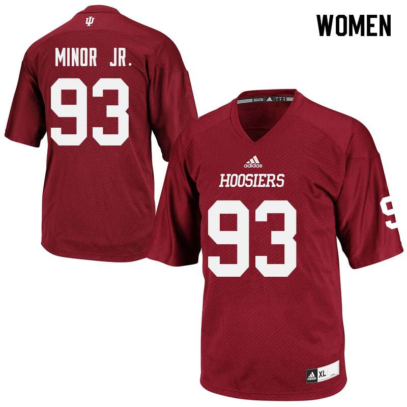 Women #93 LeShaun Minor Jr. Indiana Hoosiers College Football Jerseys Sale-Crimson